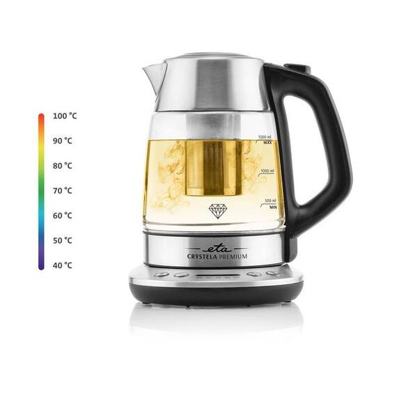 Fierbator electric cu infuzor pentru ceai ETA CRYSTELA PREMIUM 9153, 1.5 L, 2200W, otel inoxidabil si sticla - 12- Roveli