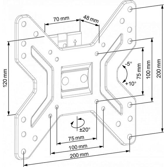 Suport TV de perete ECG LD 174203, 17"- 42" (43 - 106 cm), inclinare 5°-10°, 25 kg, VESA - 6- Roveli