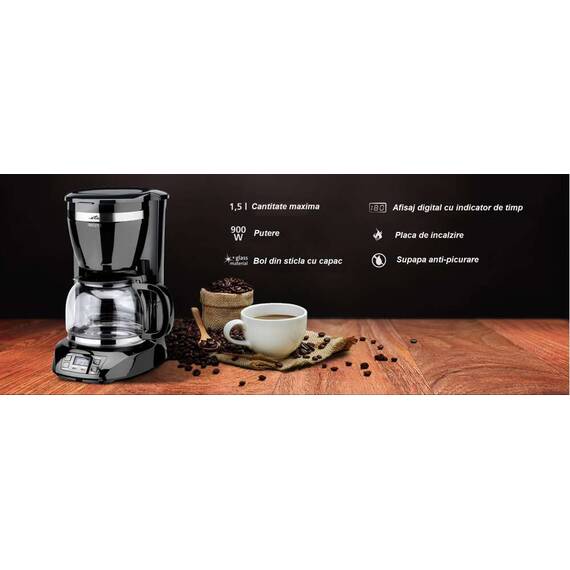 Cafetiera ETA Inesto 3174 , 900 W, 1.5 L, afisaj digital, vas din sticla - 2- Roveli