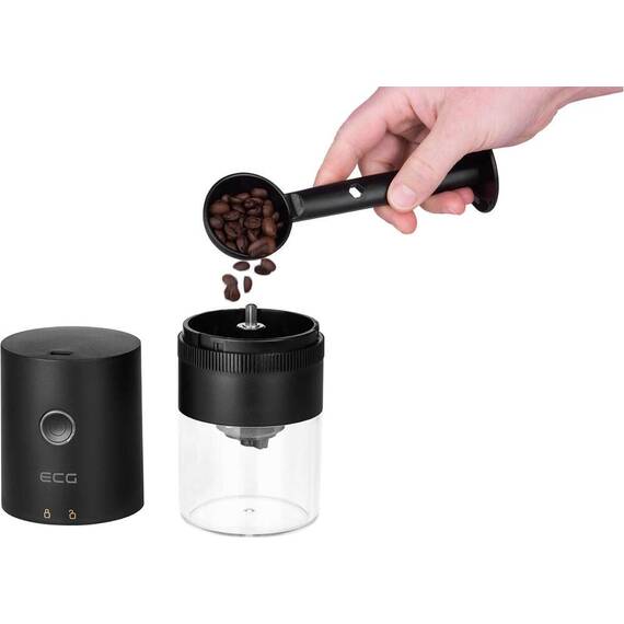 Rasnita de cafea electrica portabila ECG KM 150 Minimo, incarcare USB, 3,7 volti, 13 W, 30 g, culoare neagra - 5- Roveli