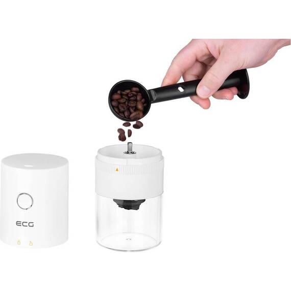 Rasnita de cafea electrica portabila ECG KM 150 Minimo, incarcare USB, 3,7 volti, 13 W, 30 g, culoare alba - 6- Roveli