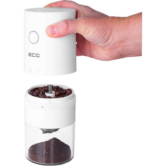 Rasnita de cafea electrica portabila ECG KM 150 Minimo, incarcare USB, 3,7 volti, 13 W, 30 g, culoare alba - 7- Roveli