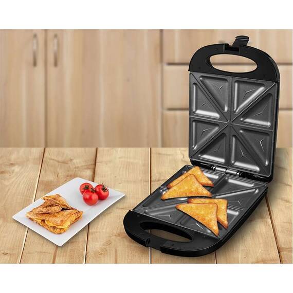 Sandwich maker XXL ECG S 4232 Family Black, 1200 W, 8 sandvisuri triunghiulare simultan - 4- Roveli