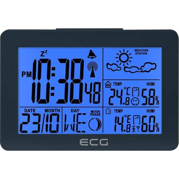 Statie meteo interior-exterior ECG MS 200 Grey, senzor extern fara fir, LCD, ceas, alarma - 9- Roveli