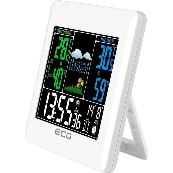 Statie meteo interior-exterior ECG MS 300 White, senzor extern fara fir, LCD color, ceas, alarma - 5- Roveli