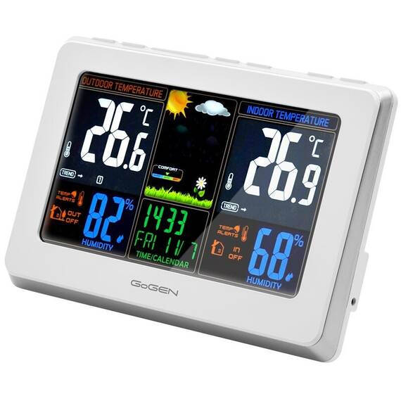 Statie meteo interior-exterior GoGEN ME 3257, senzor extern fara fir, LCD color - - Roveli