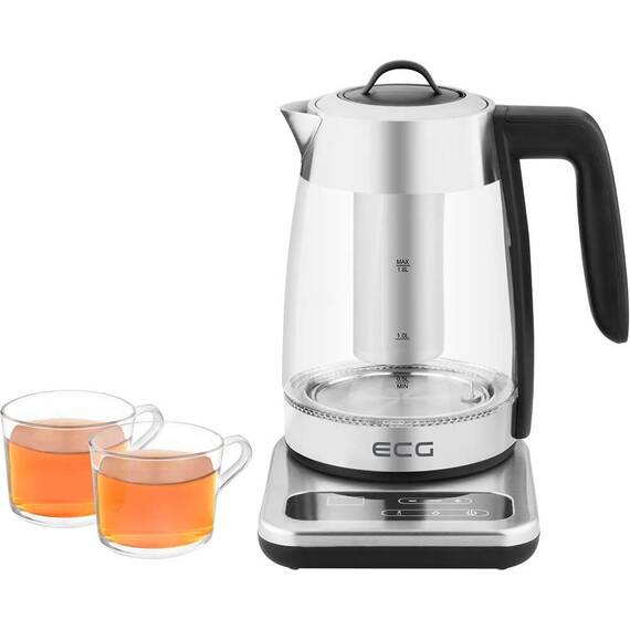 Fierbator electric cu infuzor pentru ceai ECG RK 1891 INFUSO, 1,8 L, 2200W, otel inoxidabil si sticla - - Roveli