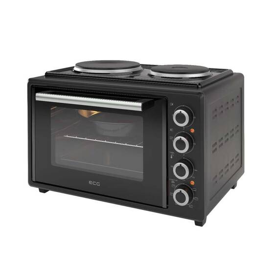 Cuptor electric ECG ETH 3501B, 35 litri, 1400 W, 2 plite, iluminare interioara, 90-250°C, negru - - Roveli
