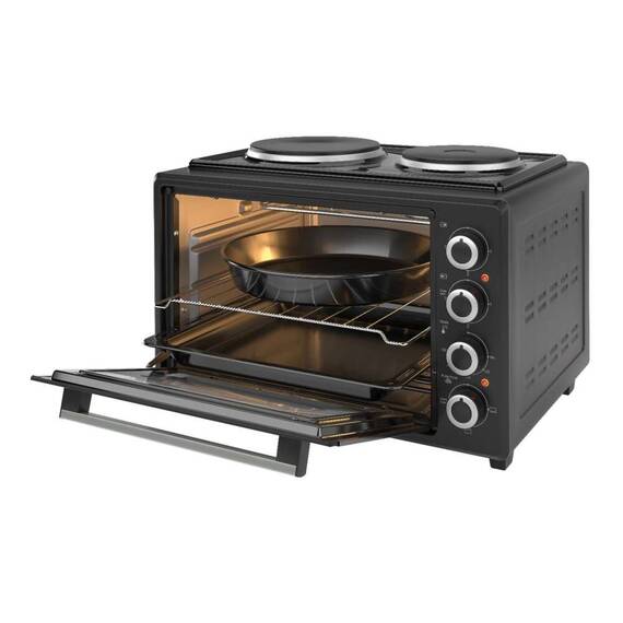 Cuptor electric ECG ETH 3501B, 35 litri, 1400 W, 2 plite, iluminare interioara, 90-250°C, negru - 3- Roveli