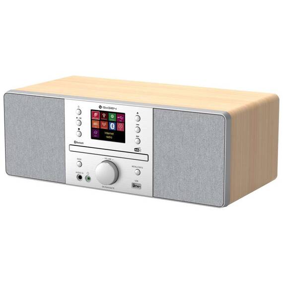 Internet radio GoGEN IR 267 BTDAB, 2x10W, DAB+/FM, CD, LCD, Bluetooth, Spotify Connect, argintiu/maro - - Roveli