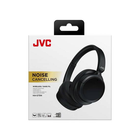 Casti premium Over the Ear JVC HA-S75N-B-U, Wireless, Bluetooth, Noise cancelling, Autonomie pana la 35 ore, Microfon, Negru - 5- Roveli