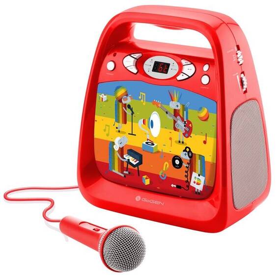 CD player cu Bluetooth si functie karaoke GoGEN DECKO, USB, MP3, Microfon, Rosu - - Roveli