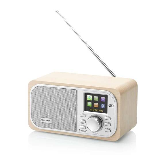 Internet radio GoGEN IR 237 BTDAB, 4 W, DAB+/FM, Bluetooth, USB, LCD color, ceas cu alarma, argintiu/maro - 2- Roveli