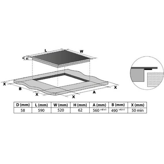 Plita cu inductie incorporabila ETA 579290000, 4 zone de gatit, 1 zona flexi, 7.4Kw, Touch control, 60cm, negru - 4- Roveli