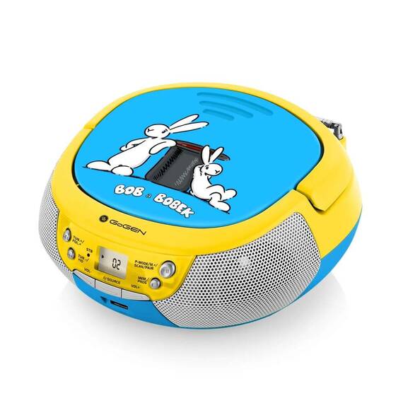 Radio CD pentru copii GoGEN BOB AND BOBEK, 2 x 0,8 W, Bluetooth, karaoke, microfon, MP 3, USB, AUX in, albastru - 3- Roveli
