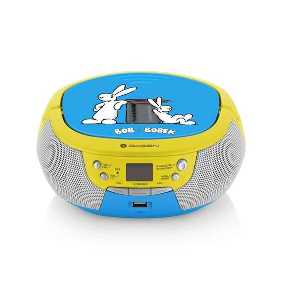 Radio CD pentru copii GoGEN BOB AND BOBEK, 2 x 0,8 W, Bluetooth, karaoke, microfon, MP 3, USB, AUX in, albastru - 4- Roveli