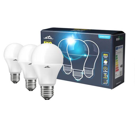 Set 3 becuri economice LED ETA EKO Classic, 15W (99W), E27, lumina neutra - - Roveli