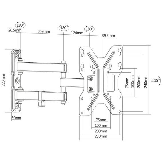 Suport TV reglabil GoGEN M, diagonala 23" la 42" (60-107 cm), 30 Kg, VESA, rotire si inclinare, negru - 2- Roveli