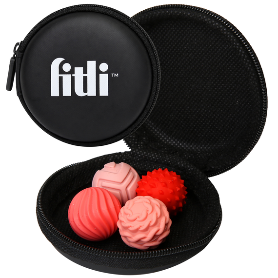 Set 4 bile magnetice senzoriale, antistres, diverse texturi, roz - - Roveli