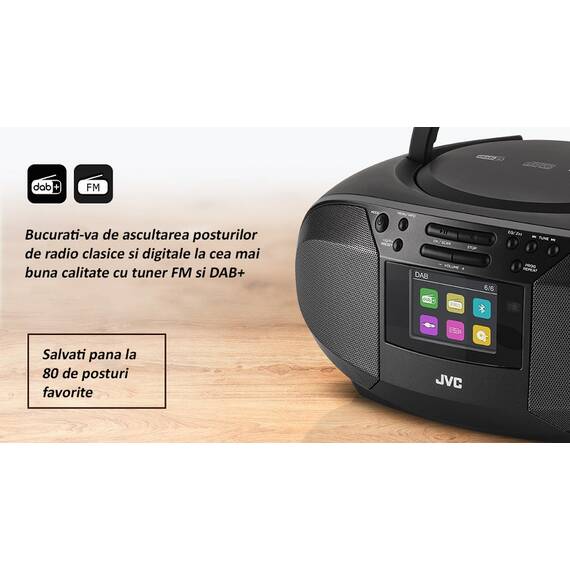 Radio cu CD JVC RD-E664B-DAB, 2x2.5W RMS, Bluetooth, USB, afisaj LCD, ceas, telecomanda, negru - 12- Roveli