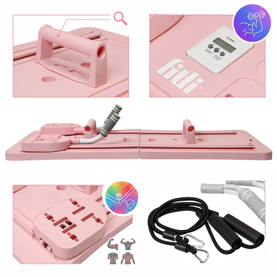 Placa Pilates multifunctionala, pliabila, roz - 2- Roveli