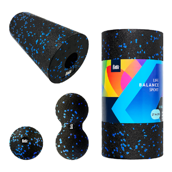 Set accesorii pentru masaj cu rola si mingii, Fitli, Albastru - 16- Roveli