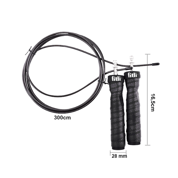 Coarda de sarit Crossfit cu rulmenti, 3m, Negru - 2- Roveli
