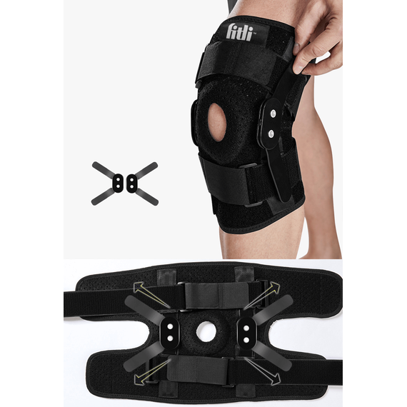 Genuchiera elastica, orteza cu stabilizare laterala detasabila, sustinere pentru genuchi cu compresie rotula - 6- Roveli