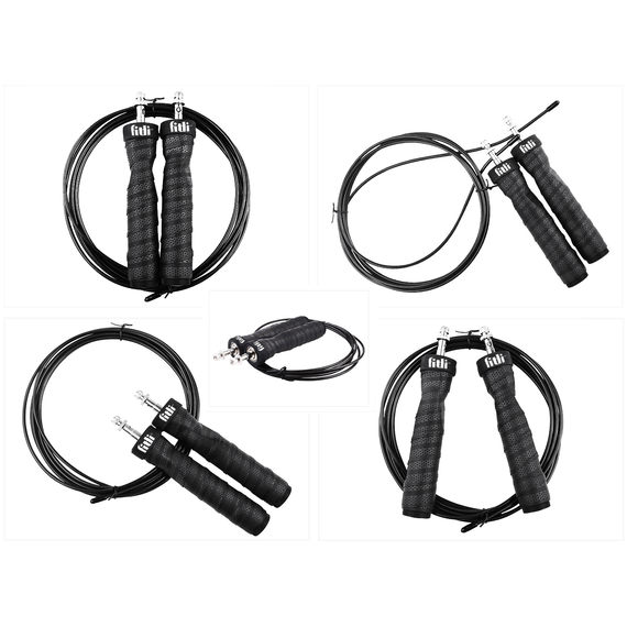 Coarda de sarit Crossfit cu rulmenti, 3m, Negru - 6- Roveli