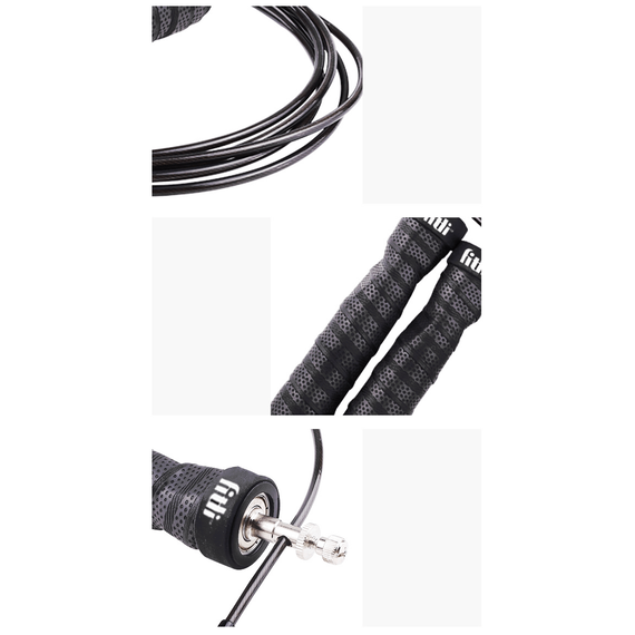 Coarda de sarit Crossfit cu rulmenti, 3m, Negru - 5- Roveli