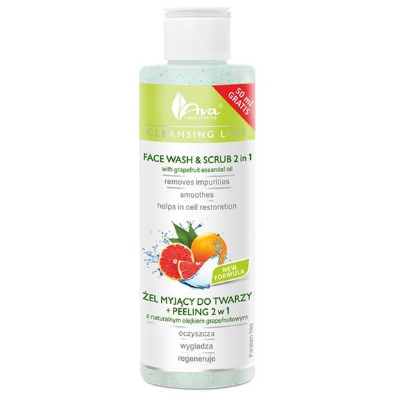 Cleansing Line - Face Wash & Scrub 2 in 1 - Gel de curatare si exfoliere 2 in 1 cu ulei esential de grapefruit - - Roveli