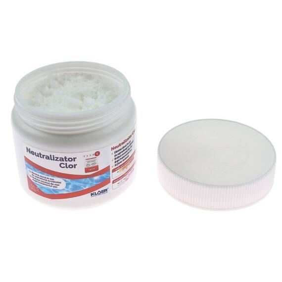 Reducator clor piscina Kloer, neutralizator clor solid pe baza de tiosulfat de sodiu, elimina excesul de clor dupa supradozaj sau tratament soc, actiune instanta, dozare 3 g la 1 m3, 500 g - 2- Roveli