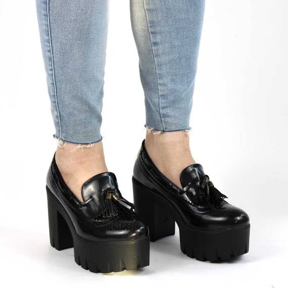 ​Pantofi de dama cu platforma inalta si toc gros A10067-BLACK, Culoare (12): Negru, Marime (12): 35* - 2- Roveli