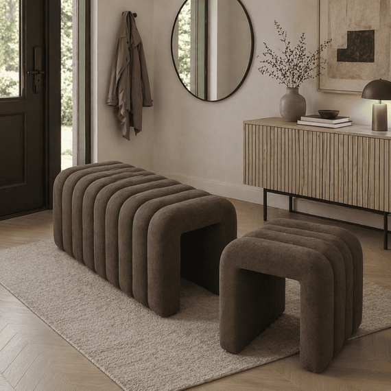 Banca de design, tesatura maro, SUNDO - 10- Roveli