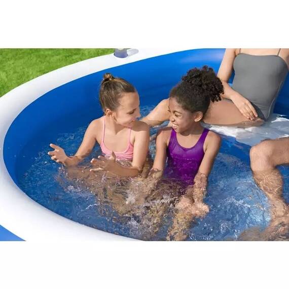 Piscina Gonflabila Bestway Family Pool, 231x219x79 cm, Capacitate 852 L, Rotunda, 3 Inele de Aer, 2 Tetiere si 2 Suporturi Pahar, Bancheta de Confort, PVC Durabil, Supapa Golire Rapida, pentru Copii si Familie, Albastru - 3- Roveli
