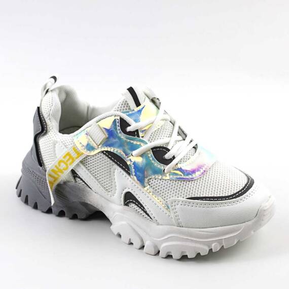 Pantofi sport pentru copii cu talpa usoara C10585-7-WHITE, Culoare (12): ALB/GRI, Marime (12): 34 - - Roveli