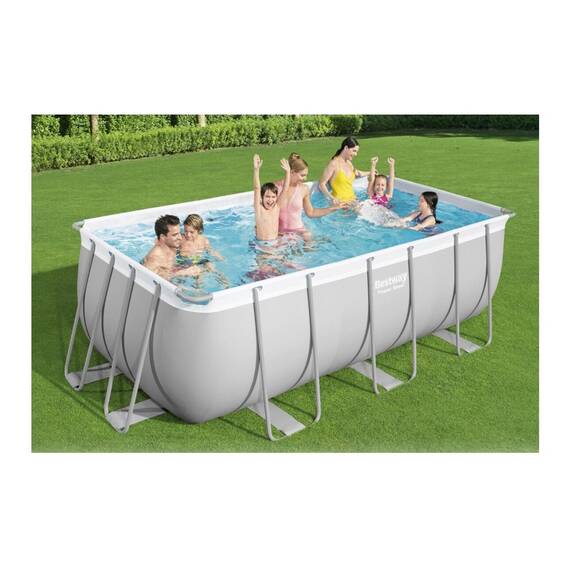 Piscina supraterana cu cadru metalic Bestway, dreptunghiulara, cu pompa de filtrare inclusa, 282x196x84 cm, 3662 litri, gri - 3- Roveli