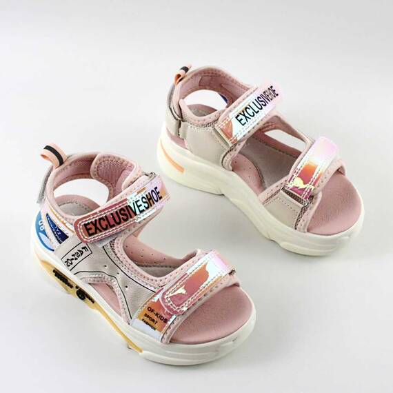 Sandale pentru fetite , cu talpa groasa 2026S-PINK, Culoare (12): ROZ/MULTICOLOR, Marime (12): 37 - 2- Roveli