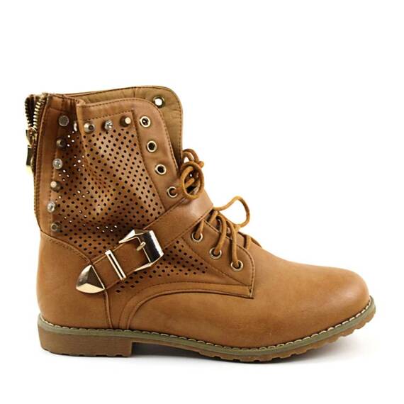 ​Ghete perforate de dama , decorate cu pietre C51971-1-CAMEL, Culoare (12): Camel, Marime (12): 39 - 3- Roveli