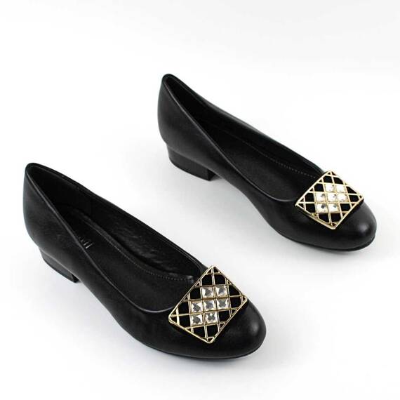 ​Pantofi comozi de dama , cu accesoriu cu pietre 67-BLACK, Culoare (12): Negru, Marime (12): 39* - 2- Roveli