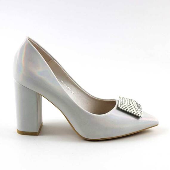 Pantofi eleganti de dama , cu brosa argintie 88416-11-SILVER, Culoare (12): Argintiu, Marime (12): 38* - 3- Roveli