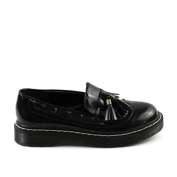 ​Pantofi  casual de dama cu ciucuri A10065-BLACK/X, Culoare (12): Negru, Marime (12): 36 - 3- Roveli
