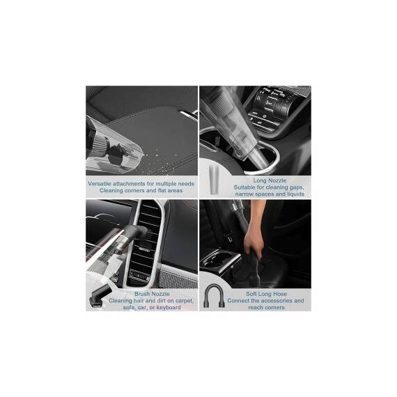 Aspirator auto portabil 12V Premium cu accesorii incluse Cod: 8266 - 2- Roveli