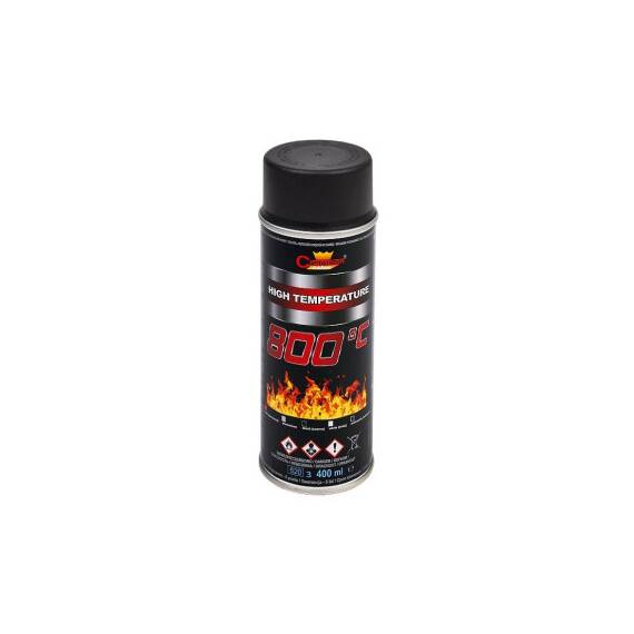 Spray vopsea rezistent termic 800°C negru Champion profesional 400ml Cod: 9011 - - Roveli