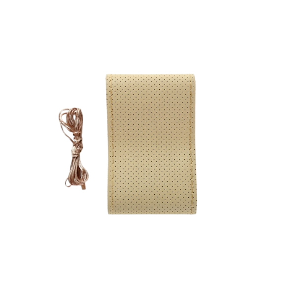 Husa volan auto piele perforata premium cu ac si ata bej marime M 38 cm  Cod: LUXFST01 - 3- Roveli