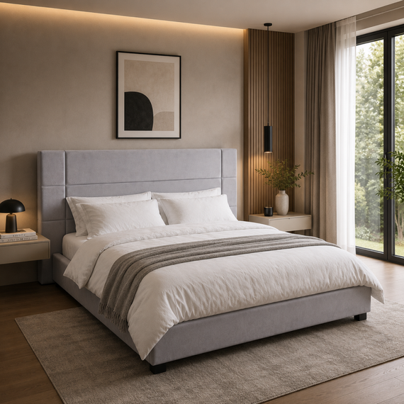 Pat cu gratar, 180x200, tesatura gri inchis Velvet, BRIANA - 7- Roveli