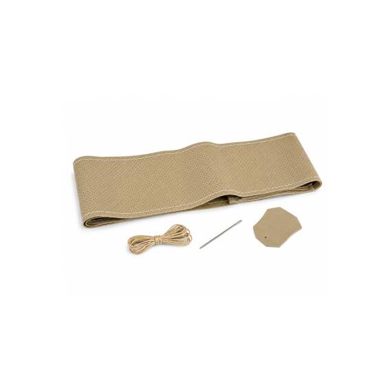 Husa volan auto piele perforata premium cu ac si ata bej marime M 38 cm  Cod: LUXFST01 - 2- Roveli