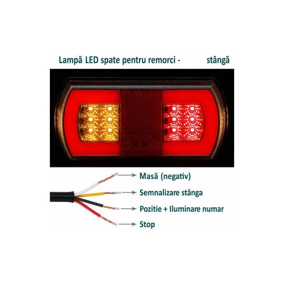 Lampa LED auto/remorca stanga sau dreapta 12V-24V GLO-TRAC stop, semnalizare, pozitie si iluminare numar Cod: TRS030A - 6- Roveli