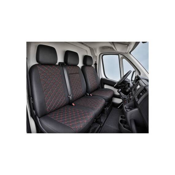 Huse scaune auto compatibile Peugeot Boxer 2006-> 2+1 Premium Imitatie Piele Romb - - Roveli