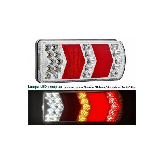 Lampa LED remorca 12V-24V GLO-TRAC stop, semnalizare, pozitie, numar, ceata sau mers inapoi Cod: TRS006 - 7- Roveli